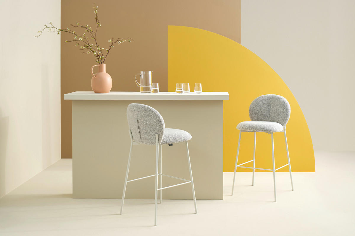 BARHOCKER-SET in Greige  - Greige/Seidengrau, MODERN, Textil/Metall (47/102,7/52cm) - Schöner Wohnen
