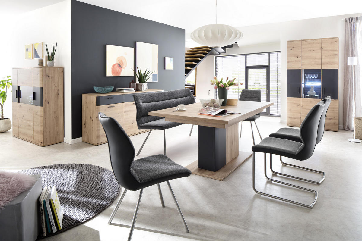 ESSTISCH in Holzwerkstoff 180-280/100/77 cm  - Eichefarben/Anthrazit, Design, Holzwerkstoff (180-280/100/77cm) - Livetastic