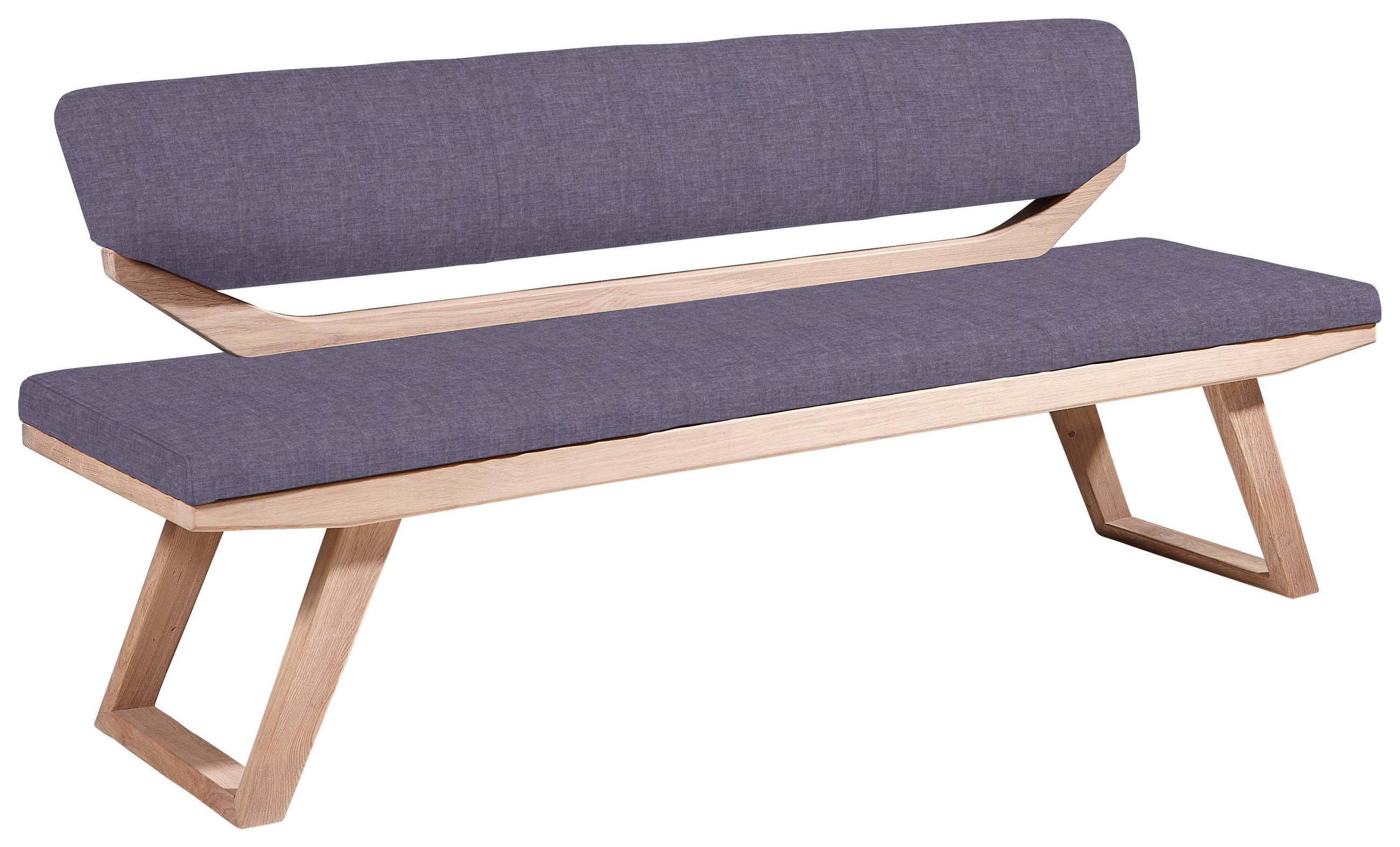 SITZBANK 170/81/56 cm Webstoff Lila, Eichefarben Asteiche massiv - Eichefarben/Lila, Natur, Holz/Textil (170/81/56cm) - Linea Natura
