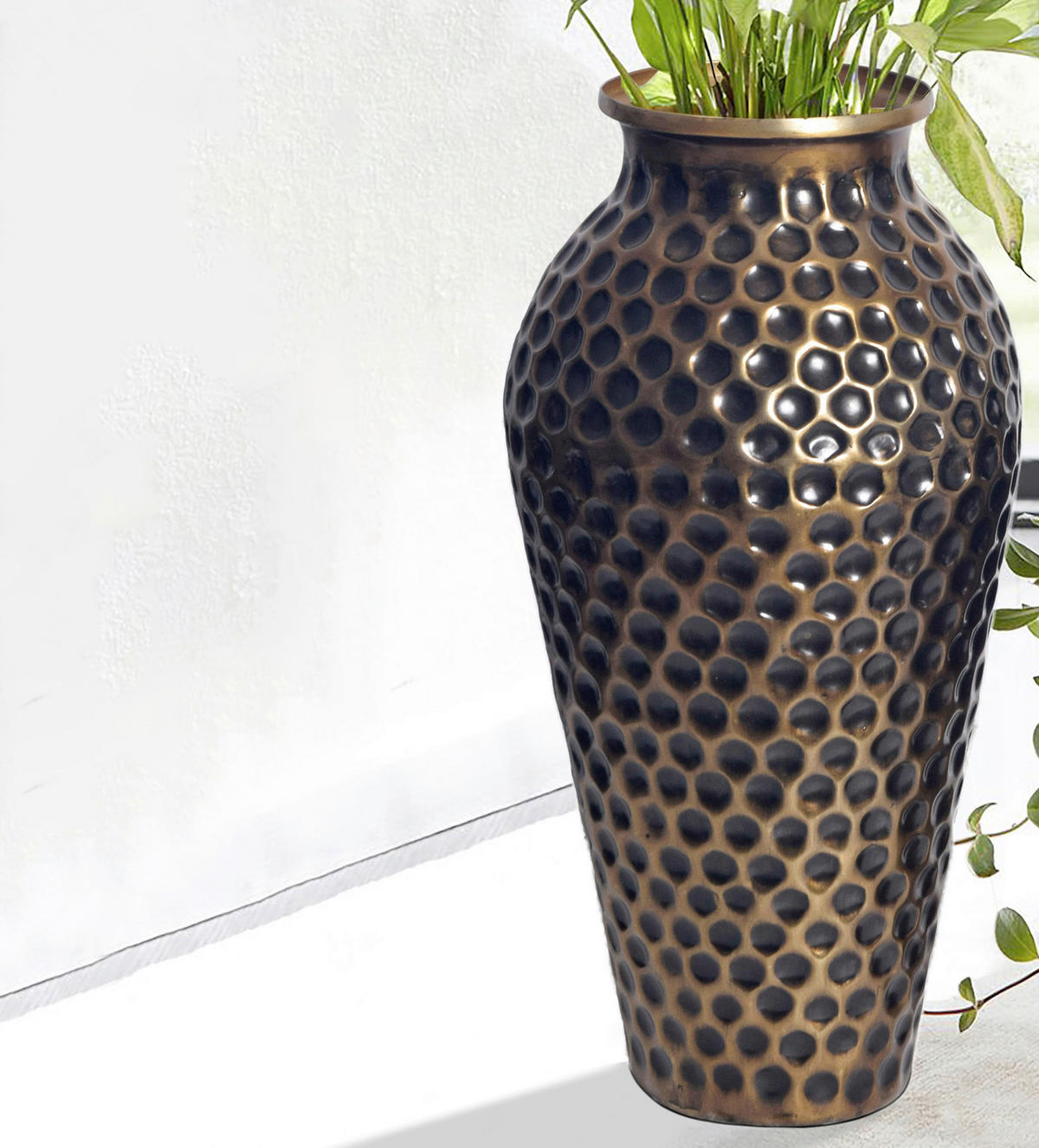DEKOVASE  - Goldfarben, Design, Metall (26/51/26cm) - Livetastic