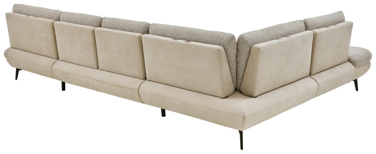 WOHNLANDSCHAFT Silberfarben, Beige Chenille  - Beige/Silberfarben, Design, Textil/Metall (243/352/190cm) - Dieter Knoll