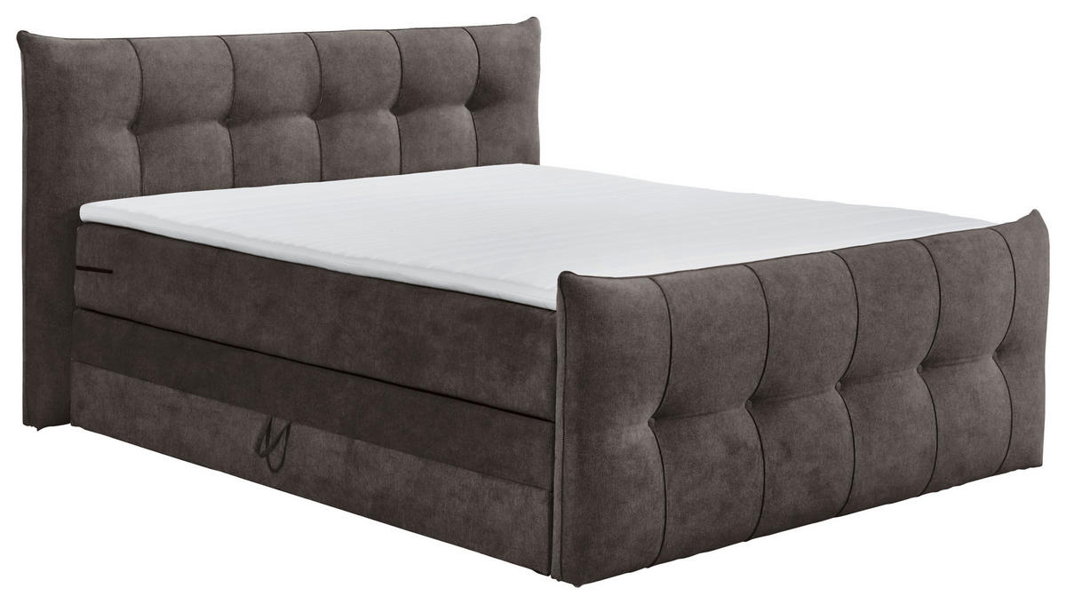 BOXSPRINGBETT 180/200 cm  in Braun, Grau  - Schwarz/Braun, Konventionell, Kunststoff/Textil (180/200cm) - Esposa