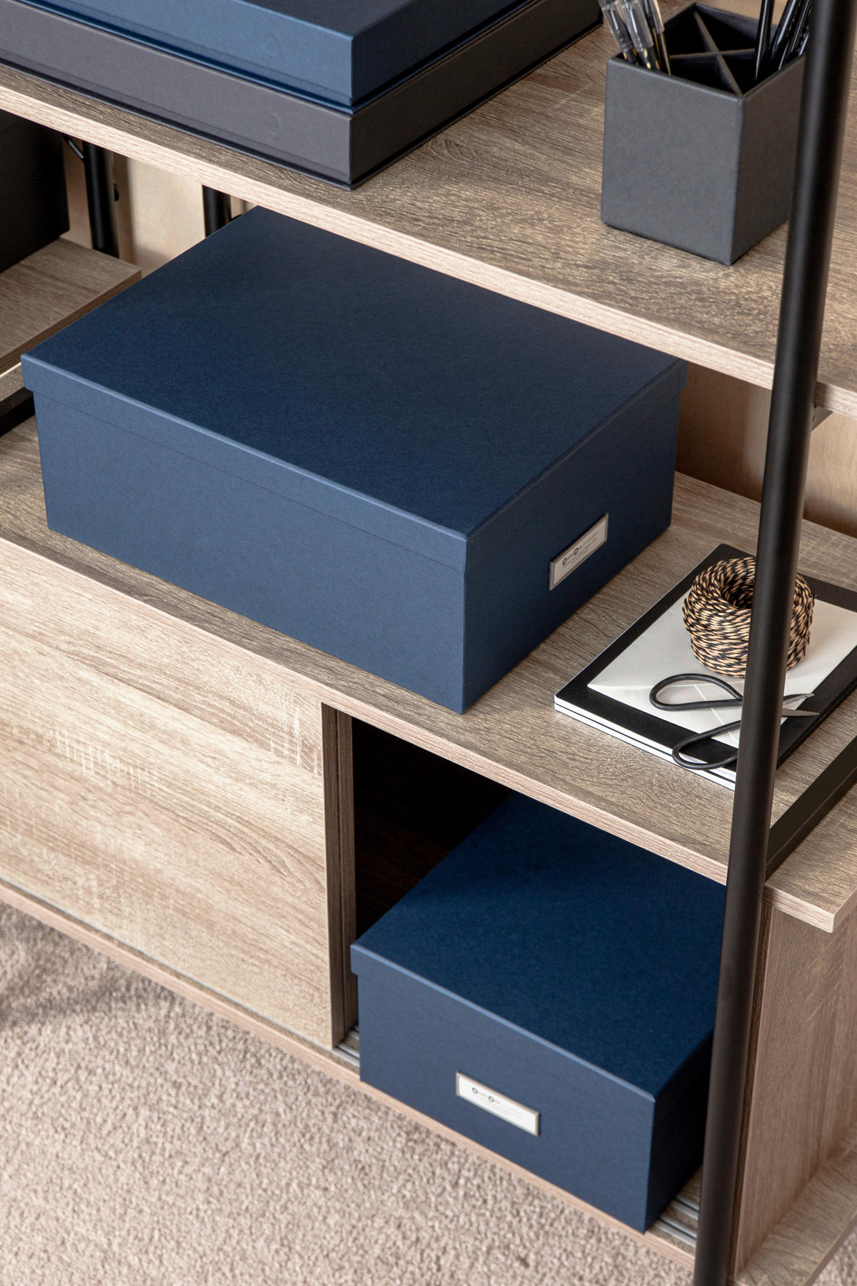 AUFBEWAHRUNGSBOX 36.5/26.5/14.5 cm  - Dunkelblau, Basics, Karton/Papier (36.5/26.5/14.5cm)