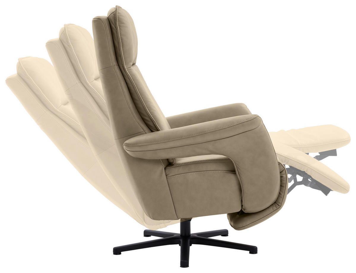 RELAXSESSEL in Leder Hellbraun  - Hellbraun/Schwarz, Design, Leder/Metall (83/112/87-174cm) - Valdera