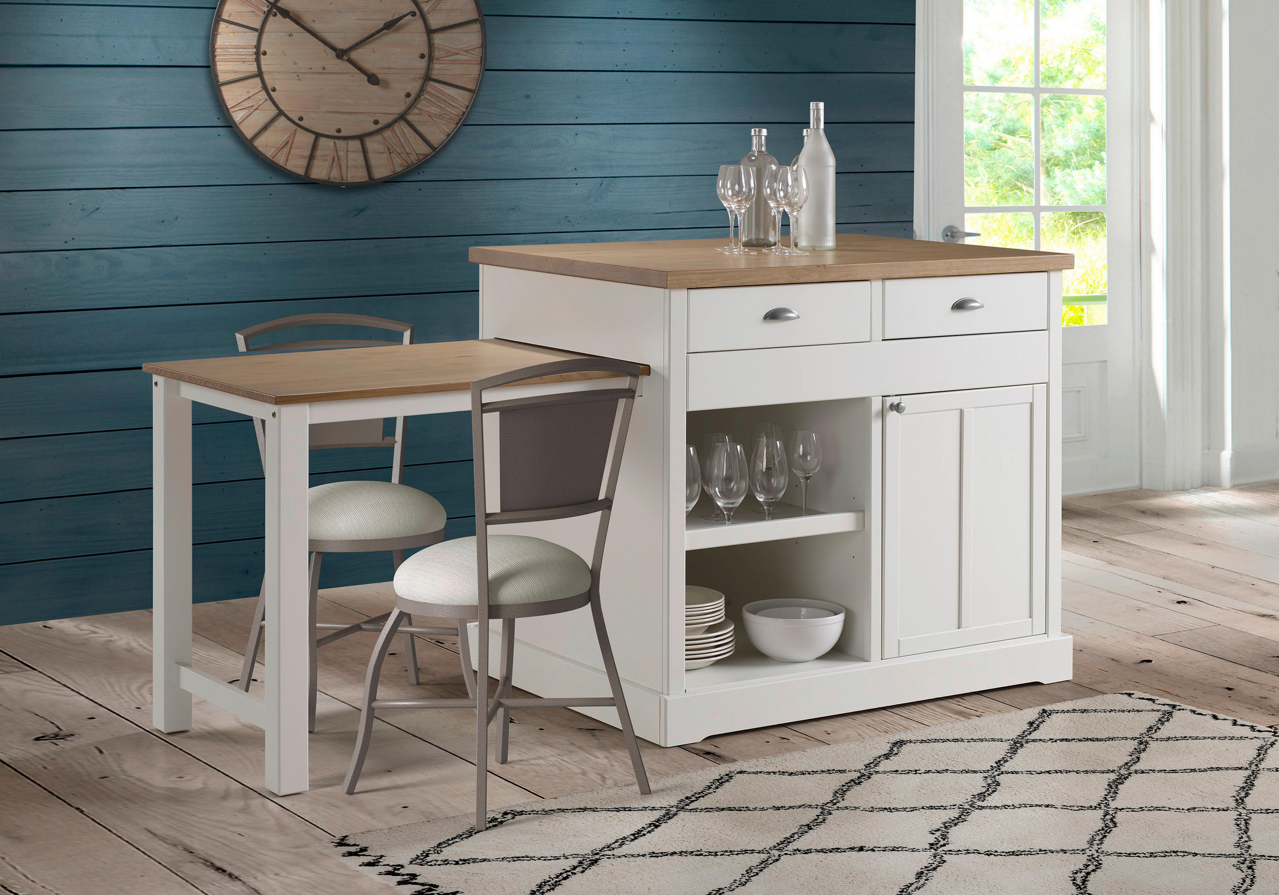 BAR in  - Weiss/Eichefarben, Design, Holz/Holzwerkstoff (103,8/97/76,5cm) - Livetastic