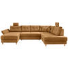 WOHNLANDSCHAFT in Cord Goldfarben  - Goldfarben/Naturfarben, Modern, Holz/Textil (176/338-352/206cm) - Livetastic