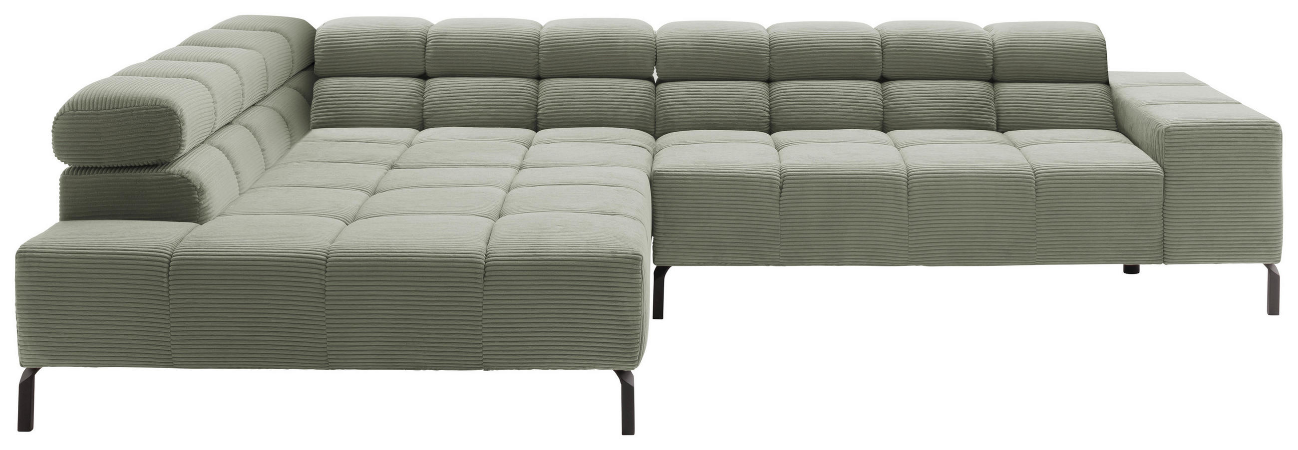 ECKSOFA Dunkelgrün Cord  - Dunkelgrün/Schwarz, Design, Textil/Metall (216/321cm) - Hom`in