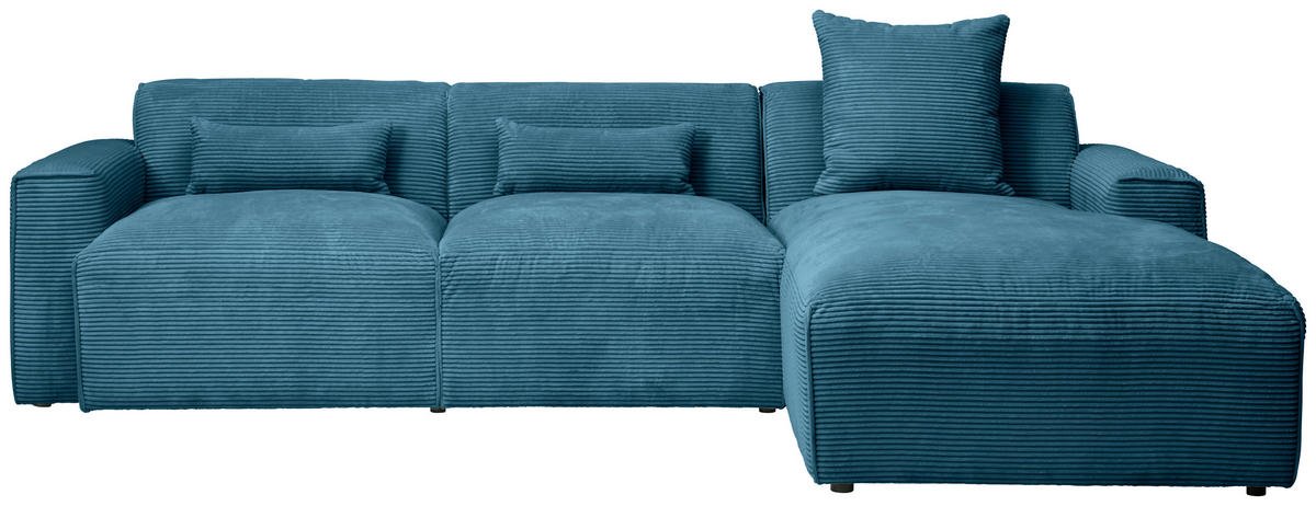 ECKSOFA in Cord Hellblau  303/196 cm  - Schwarz/Hellblau, Design, Kunststoff/Textil (303/196cm) - Livetastic