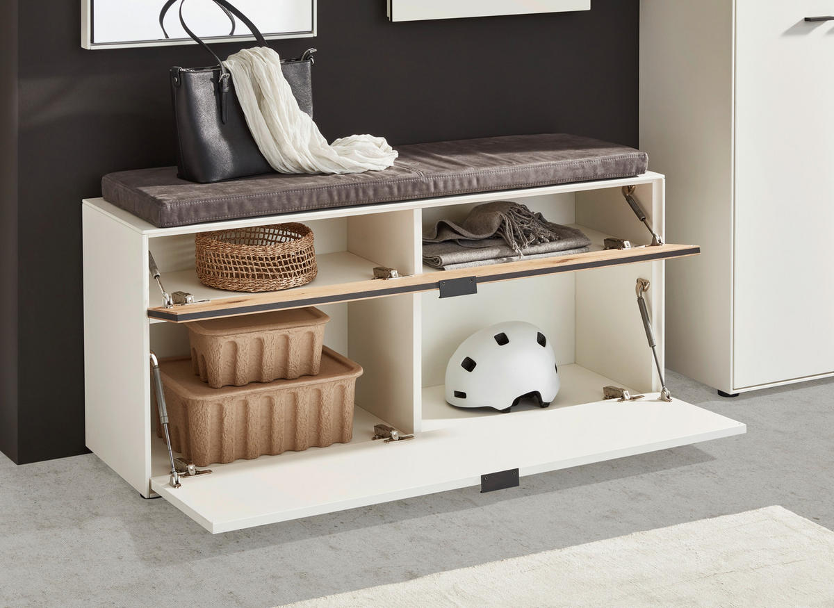 GARDE-ROBE  in 198,8/205,5/37,1 cm  - Weiss/Eichefarben, Design, Glas/Holz (198,8/205,5/37,1cm) - Dieter Knoll