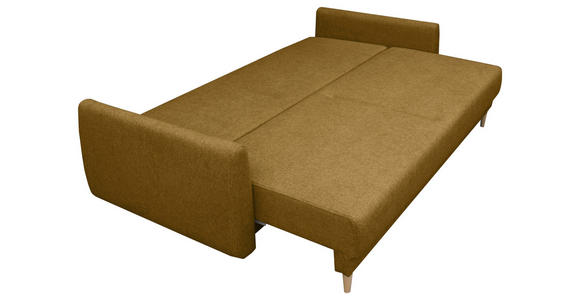 SCHLAFSOFA Webstoff Senfgelb  - Buchefarben/Senfgelb, KONVENTIONELL, Holz/Textil (220/90/95cm) - Carryhome