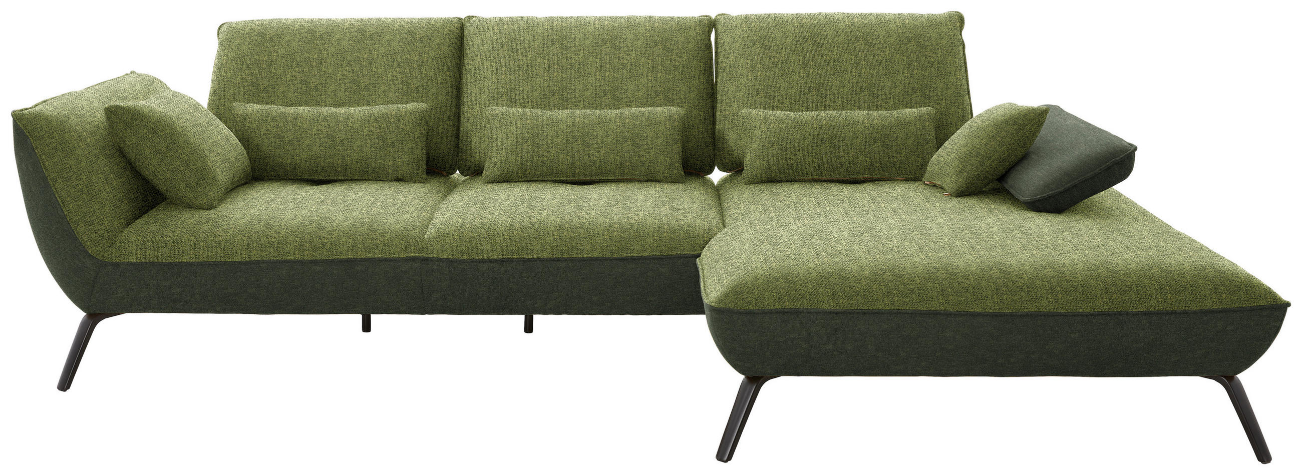 ECKSOFA in Flachgewebe Grün  - Schwarz/Grün, Design, Textil/Metall (301/191cm) - Moderano