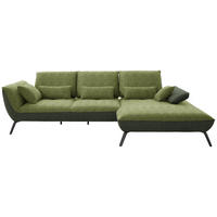 ECKSOFA in Flachgewebe Grün  - Schwarz/Grün, Design, Textil/Metall (301/191cm) - Moderano