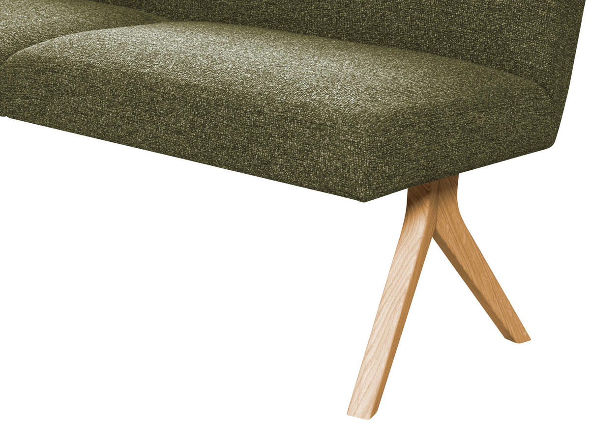 ECKBANK 238/172 cm Webstoff Grün Eiche vollmassiv   - Eichefarben/Grün, KONVENTIONELL, Holz/Textil (238/172cm) - Linea Natura