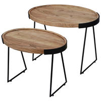 SET POMOĆNIH STOLIĆA prirodne boje  drvo, metal   - prirodne boje, Trend, drvo/metal (67/57/48/42/46/46cm) - Ambia Home