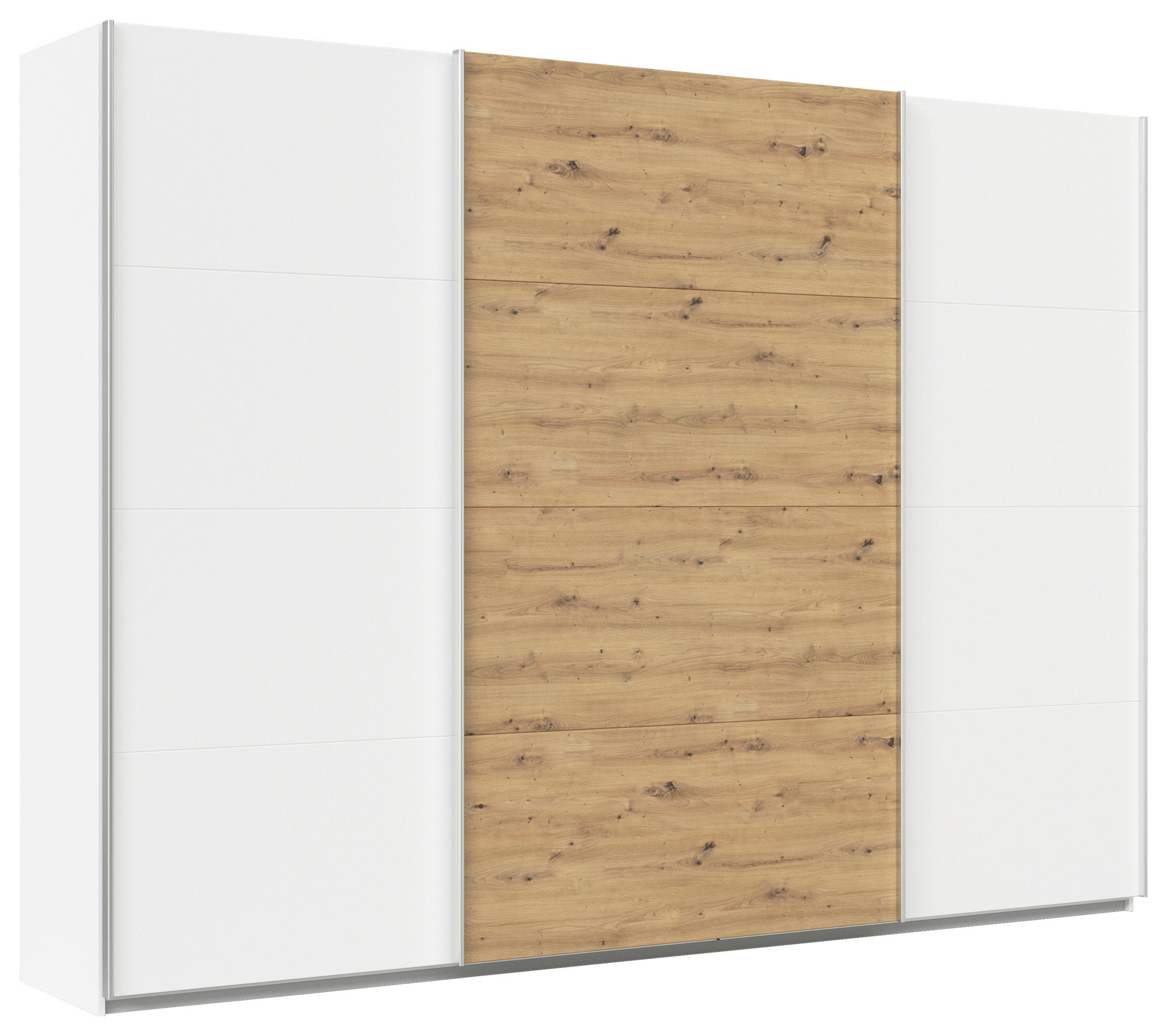 SCHWEBETÜRENSCHRANK  in Weiß, Eiche Artisan  - Alufarben/Weiß, KONVENTIONELL, Holzwerkstoff/Metall (315/210/62cm) - Xora