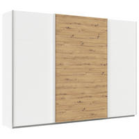 SCHWEBETÜRENSCHRANK  in Weiß, Eiche Artisan  - Alufarben/Weiß, KONVENTIONELL, Holzwerkstoff/Metall (315/210/62cm) - Xora