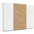 SCHWEBETÜRENSCHRANK  in Weiß, Eiche Artisan  - Alufarben/Weiß, KONVENTIONELL, Holzwerkstoff/Metall (315/210/62cm) - Xora