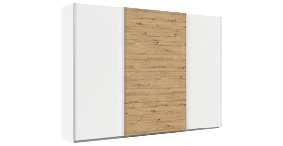 SCHWEBETÜRENSCHRANK in Weiß, Eiche Artisan - Alufarben/Weiß, KONVENTIONELL, Holzwerkstoff/Metall (315/229/62cm) - Xora