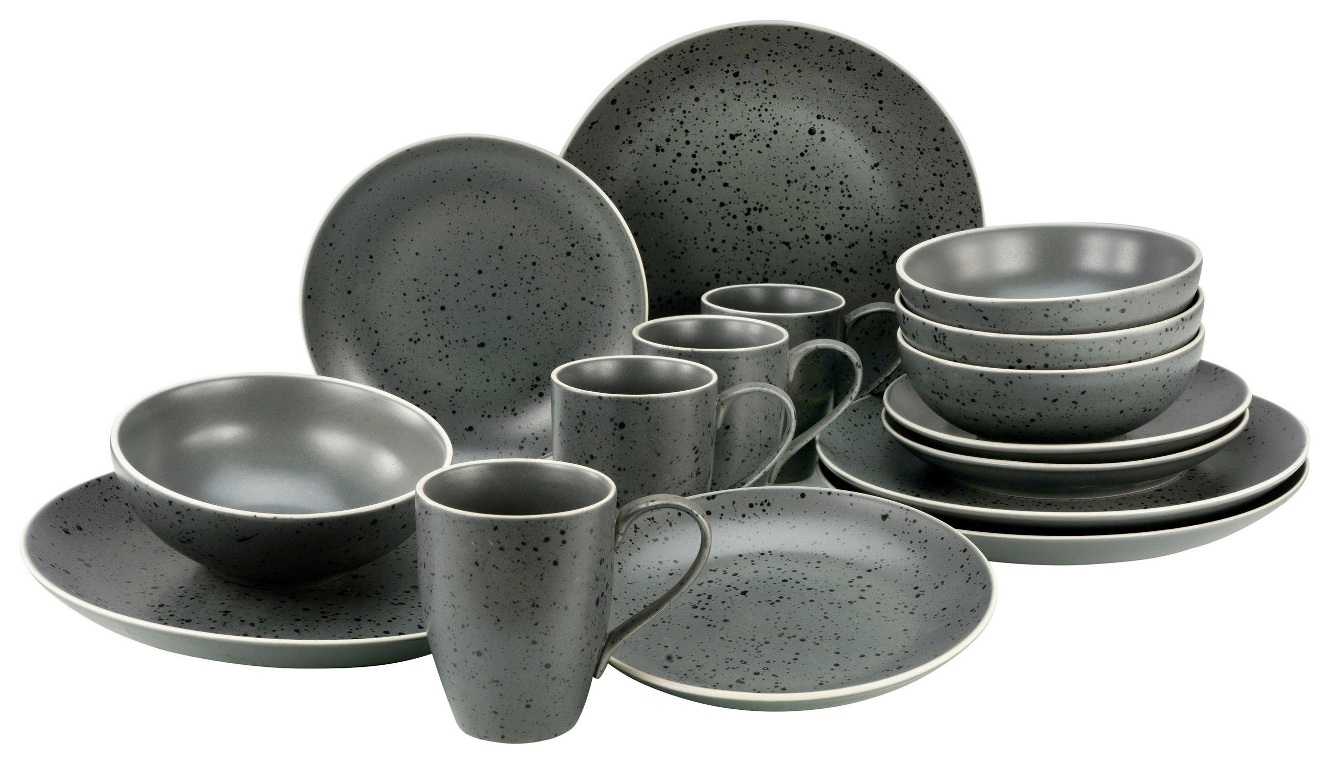 KOMBINOVANÁ SOUPRAVA, 16dílné, kamenina - antracitová, Konvenční, keramika (34/33/32cm) - Creatable