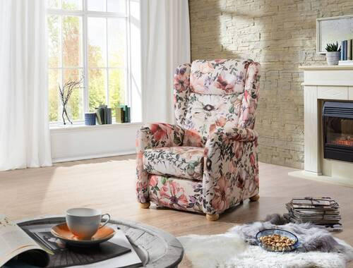 OHRENSESEL inkl. Funktion Flachgewebe Multicolor, Beige  - Beige/Multicolor, ROMANTIK / LANDHAUS, Holz/Textil (85/115/84cm) - Cantus