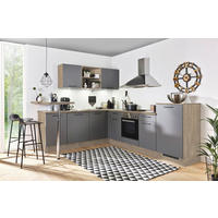 ECKKÜCHE 250/285 cm  in Eichefarben, Dunkelgrau  - Eichefarben/Dunkelgrau, KONVENTIONELL, Holzwerkstoff/Metall (250/285cm) - Burger