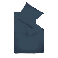 BETTWÄSCHE Makosatin 135/200 cm  - Dunkelblau, Basics, Textil (135/200cm) - Fleuresse