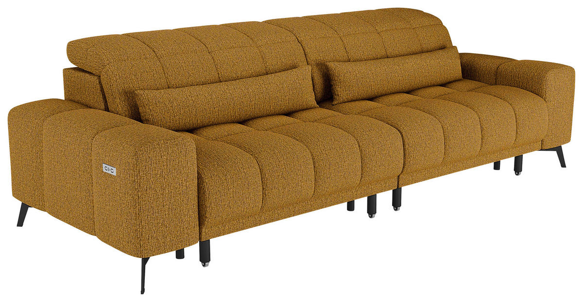 BIGSOFA Chenille Senfgelb  - Senfgelb/Schwarz, MODERN, Textil/Metall (300/112/121cm) - Xora