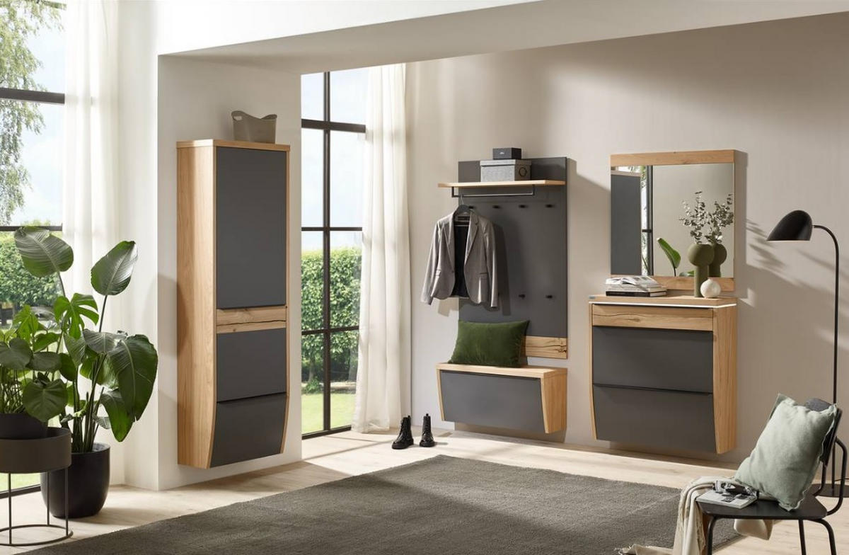 GARDEROBE 6-teilig  in 290/200/32 cm  - Eichefarben/Grau, Design, Holz/Holzwerkstoff (290/200/32cm) - Dieter Knoll