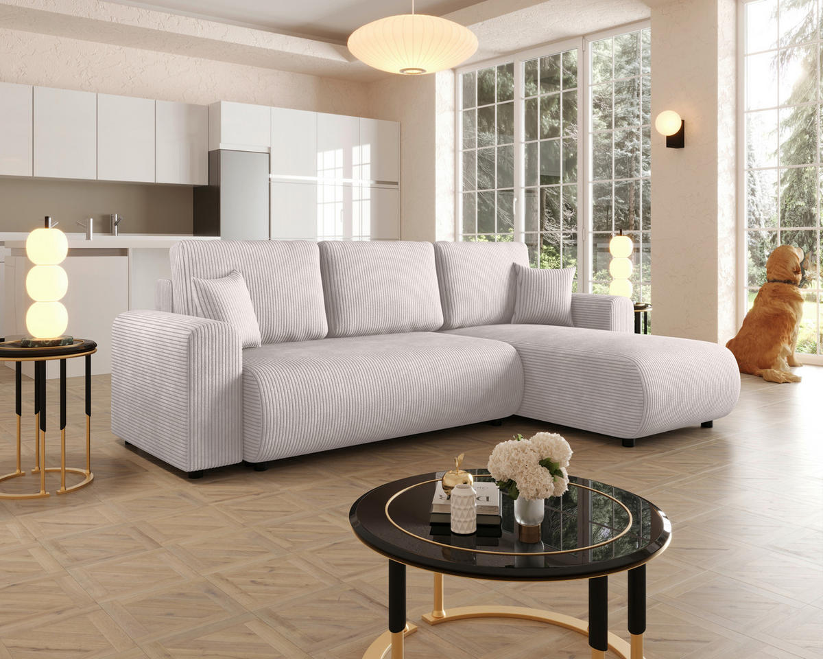 ECKSOFA  in Cord Beige  - Beige/Schwarz, KONVENTIONELL, Kunststoff/Textil (246/152cm) - Xora