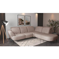 ECKSOFA in Flachgewebe Greige  - Greige/Schwarz, Modern, Textil/Metall (302/270cm) - Sit & More