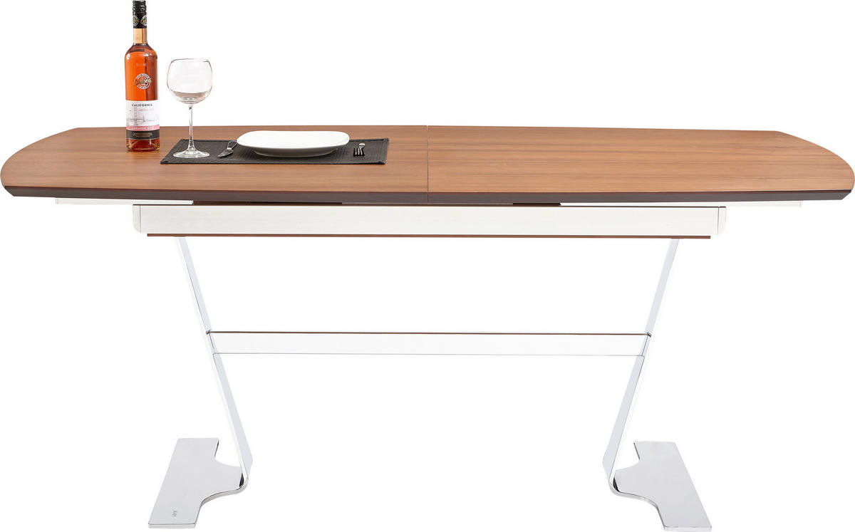 ESSTISCHHolz, Metall, Holzwerkstoff 180(230)/95/77 cm  - Chromfarben/Nussbaumfarben, Design, Holz/Holzwerkstoff (180(230)/95/77cm) - Joop!