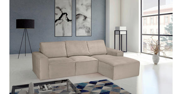 ECKSOFA Taupe Chenille - Taupe/Schwarz, KONVENTIONELL, Kunststoff/Textil (272/168cm) - Carryhome