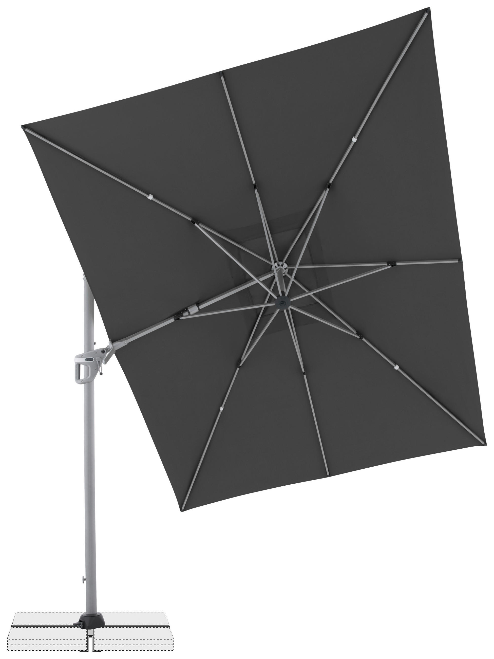 AMPELSCHIRM 350x260 cm Anthrazit  - Anthrazit/Silberfarben, Basics, Textil/Metall (350/260cm) - Doppler