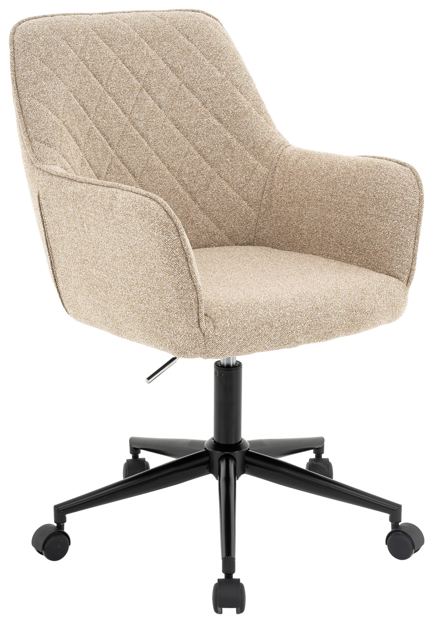 DREHSTUHL Struktur Naturfarben, Schwarz, Beige  - Beige/Schwarz, Design, Textil/Metall (59,5/89-101/64cm) - Xora