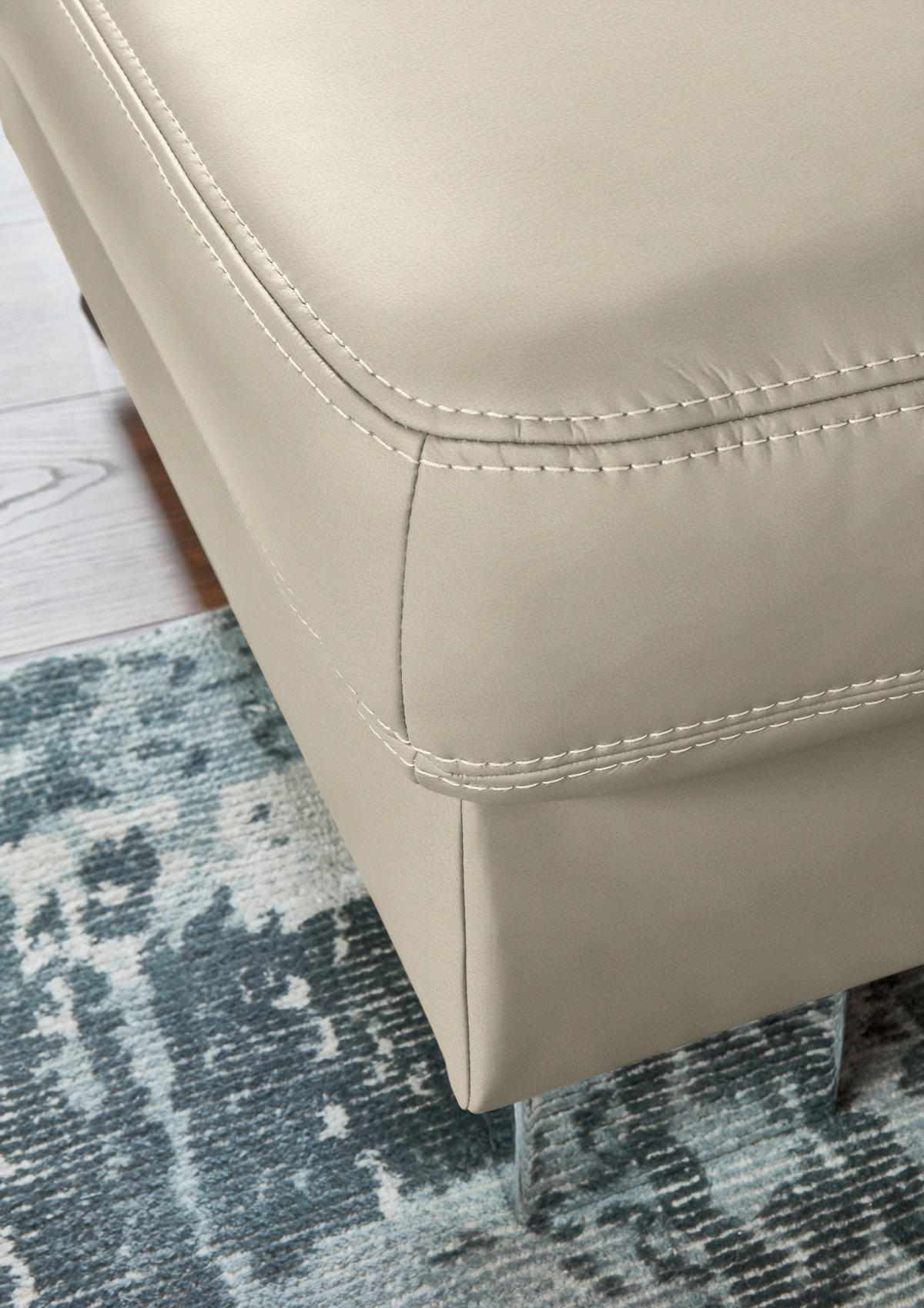 ECKSOFA  in Echtleder Ecru  235/248 cm  - Ecru/Alufarben, Design, Leder/Metall (235/248cm) - Beldomo Premium