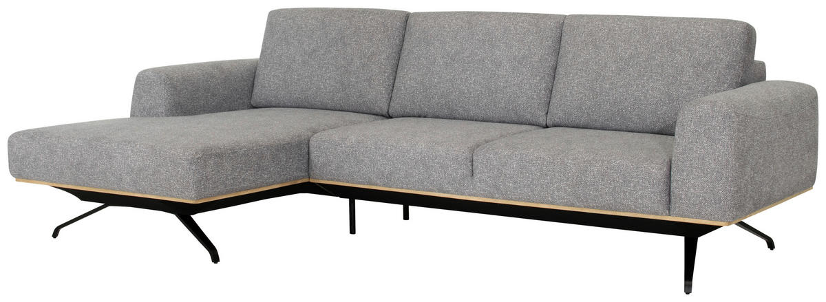 ECKSOFA in Struktur Grau  157/262 cm  - Schwarz/Grau, Design, Textil/Metall (157/262cm) - Novel