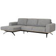 ECKSOFA in Struktur Grau  157/262 cm  - Schwarz/Grau, Design, Textil/Metall (157/262cm) - Novel