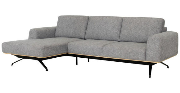 ECKSOFA in Struktur Grau  157/262 cm  - Schwarz/Grau, Design, Textil/Metall (157/262cm) - Novel