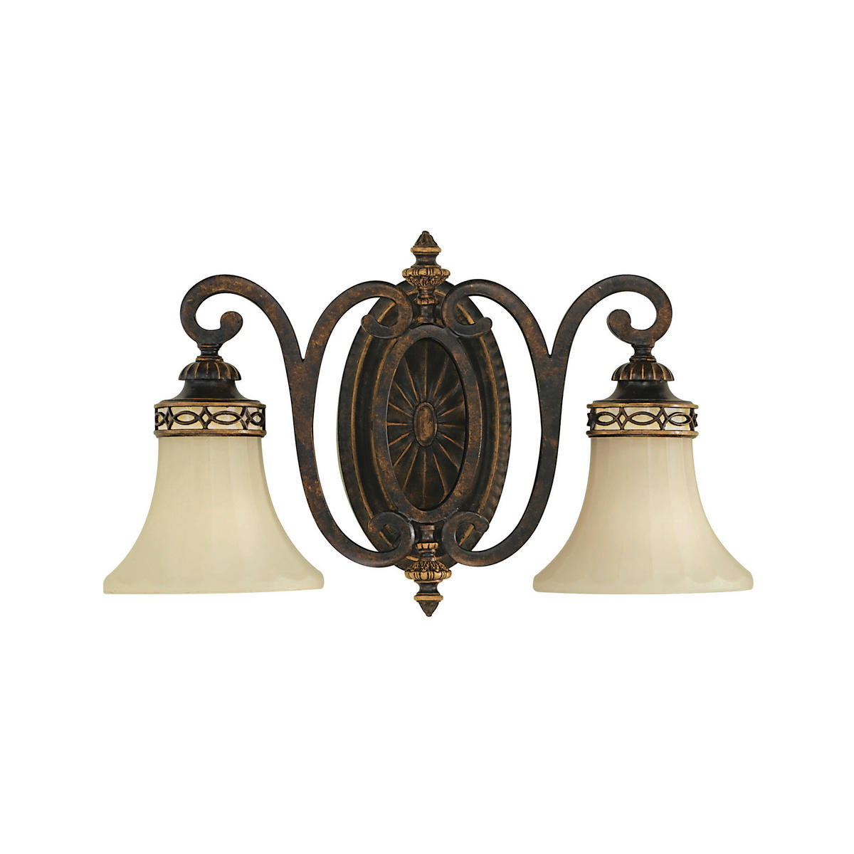 WANDLEUCHTE  46.5 cm  - Walnussfarben, Natur, Glas/Metall (46.5cm) - Elstead Lighting