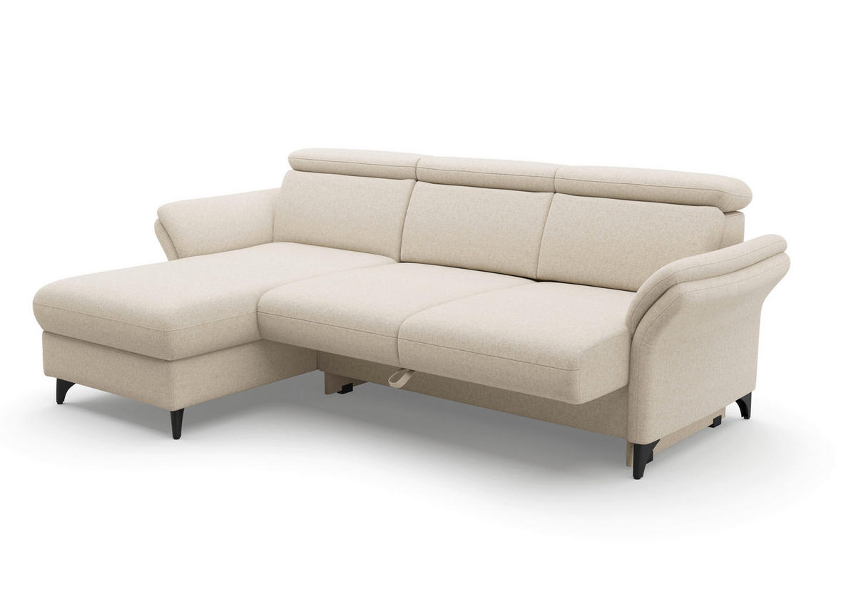 ECKSOFA Flachgewebe Creme  - Creme/Schwarz, Konventionell, Textil/Metall (166/253cm) - Sit & More