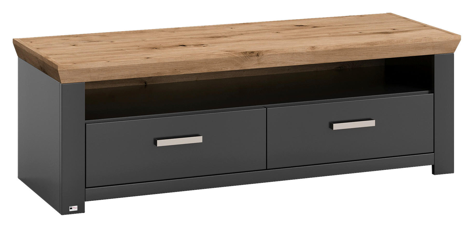 LOWBOARD Graphitfarben, Eiche Artisan - Graphitfarben/Eiche Artisan, Design, Metall (139,7/46,6/51,2cm) - SetOne by Musterring