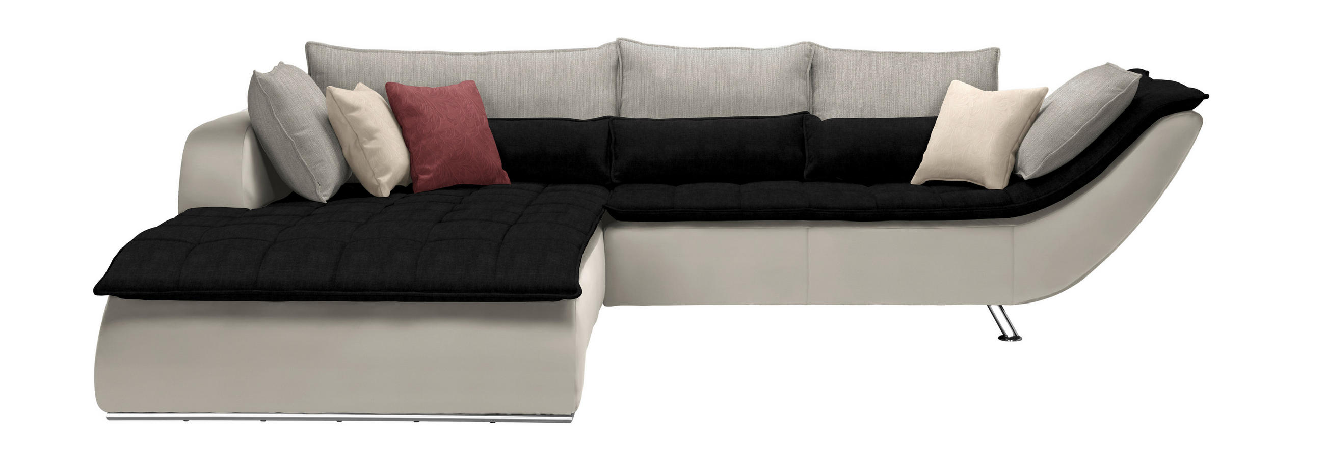 SOFFA i textil svart, vit, ljusgrå  - vit/kromfärg, Design, metall/textil (220/300cm) - Livetastic