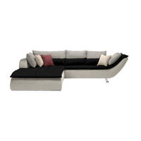 SOFFA i textil svart, vit, ljusgrå  - vit/kromfärg, Design, metall/textil (220/300cm) - Livetastic