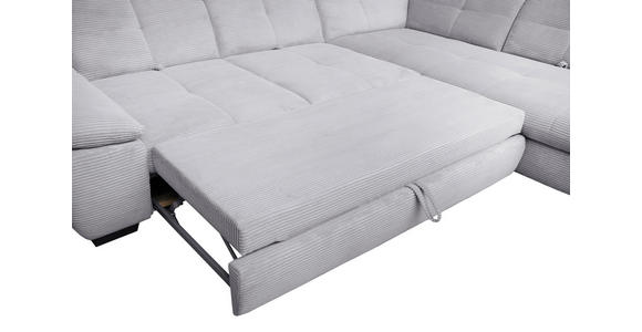 ECKSOFA in Cord Hellgrau  - Hellgrau/Schwarz, Design, Textil/Metall (242/313cm) - Xora