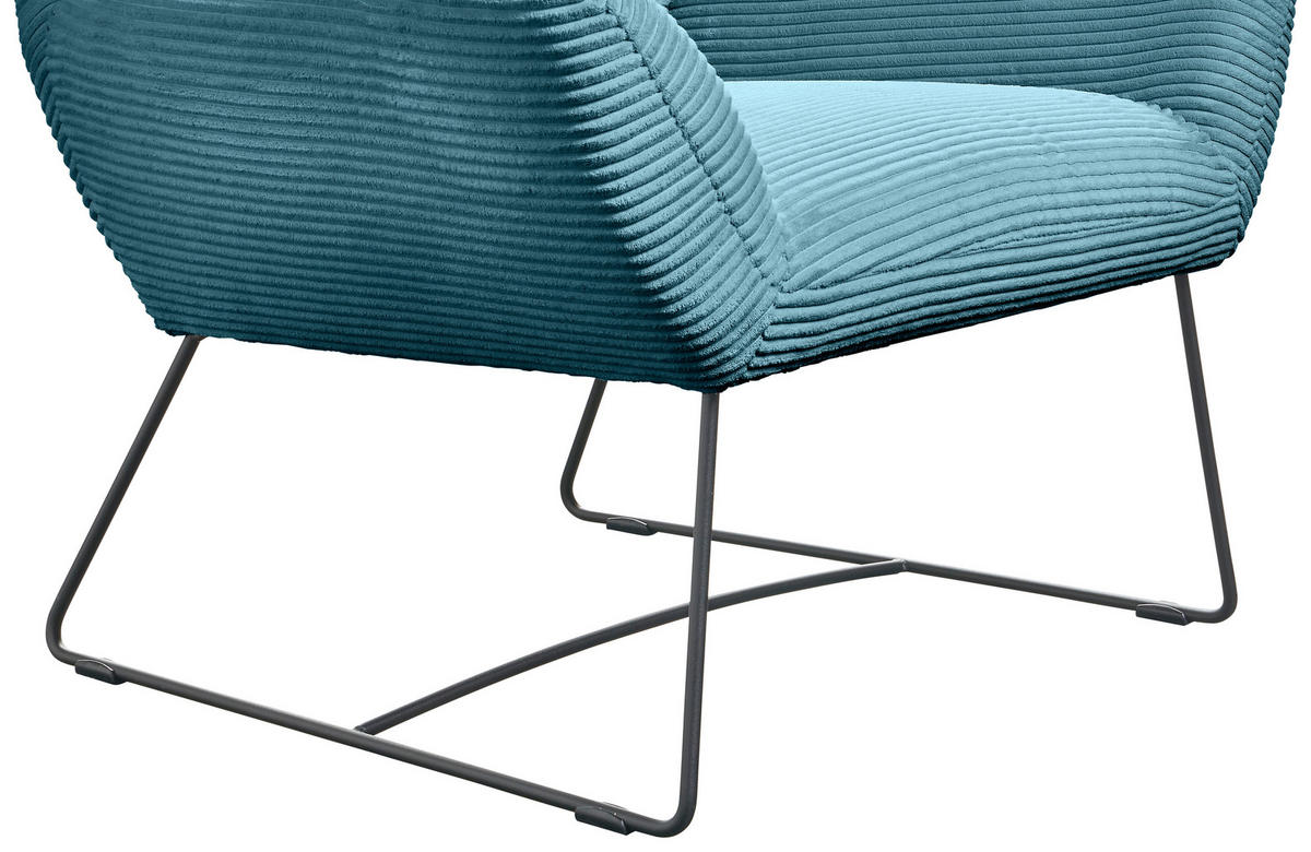 SESSEL Cord Petrol    - Petrol/Schwarz, Design, Textil/Metall (82/102/81cm) - Hom`in