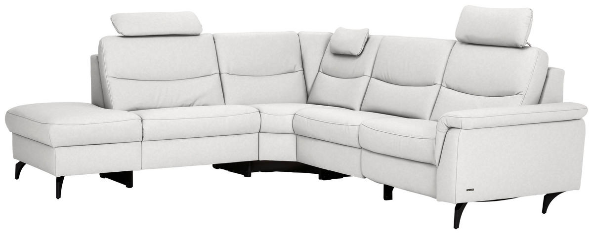 ECKSOFA in Echtleder Weiss  - Weiss/Anthrazit, Design, Leder/Metall (249/280cm) - Himolla Komfortklass