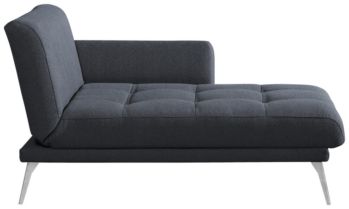 RÉCAMIERE Dunkelgrau  - Chromfarben/Dunkelgrau, Konventionell, Textil/Metall (200/85/106cm) - Novel