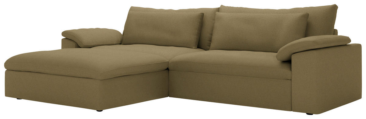 ECKSOFA  Chenille Schilfgrün  - Schilfgrün/Schwarz, Modern, Kunststoff/Textil (198/306cm) - Carryhome