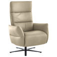 RELAXSESSEL in Leder Ecru  - Ecru/Schwarz, Design, Leder/Metall (82/119/85cm) - Dieter Knoll