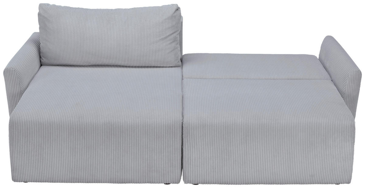 ECKSOFA in Cord Hellgrau  - Hellgrau/Schwarz, Konventionell, Kunststoff/Textil (228/146cm) - MID.YOU